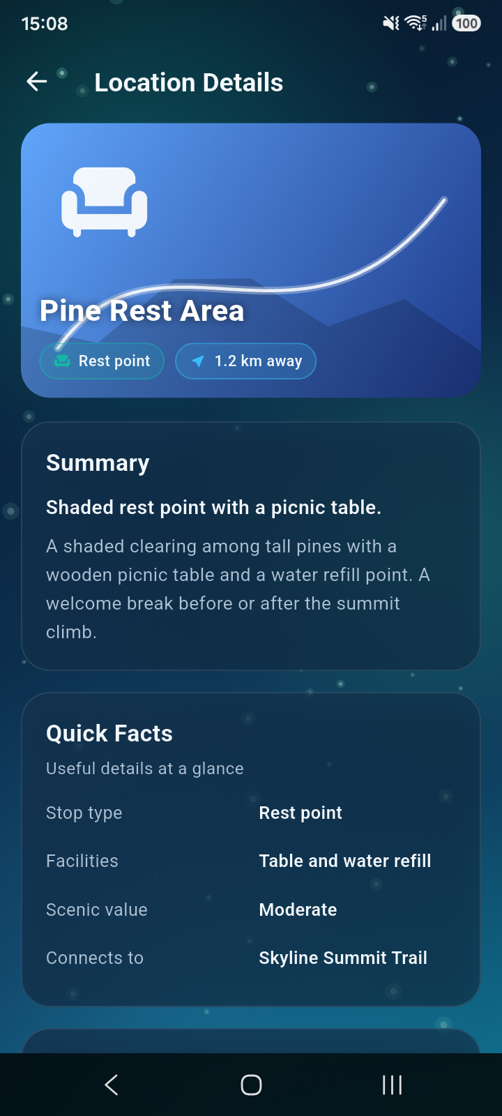 Pathfinder Guide point of interest details